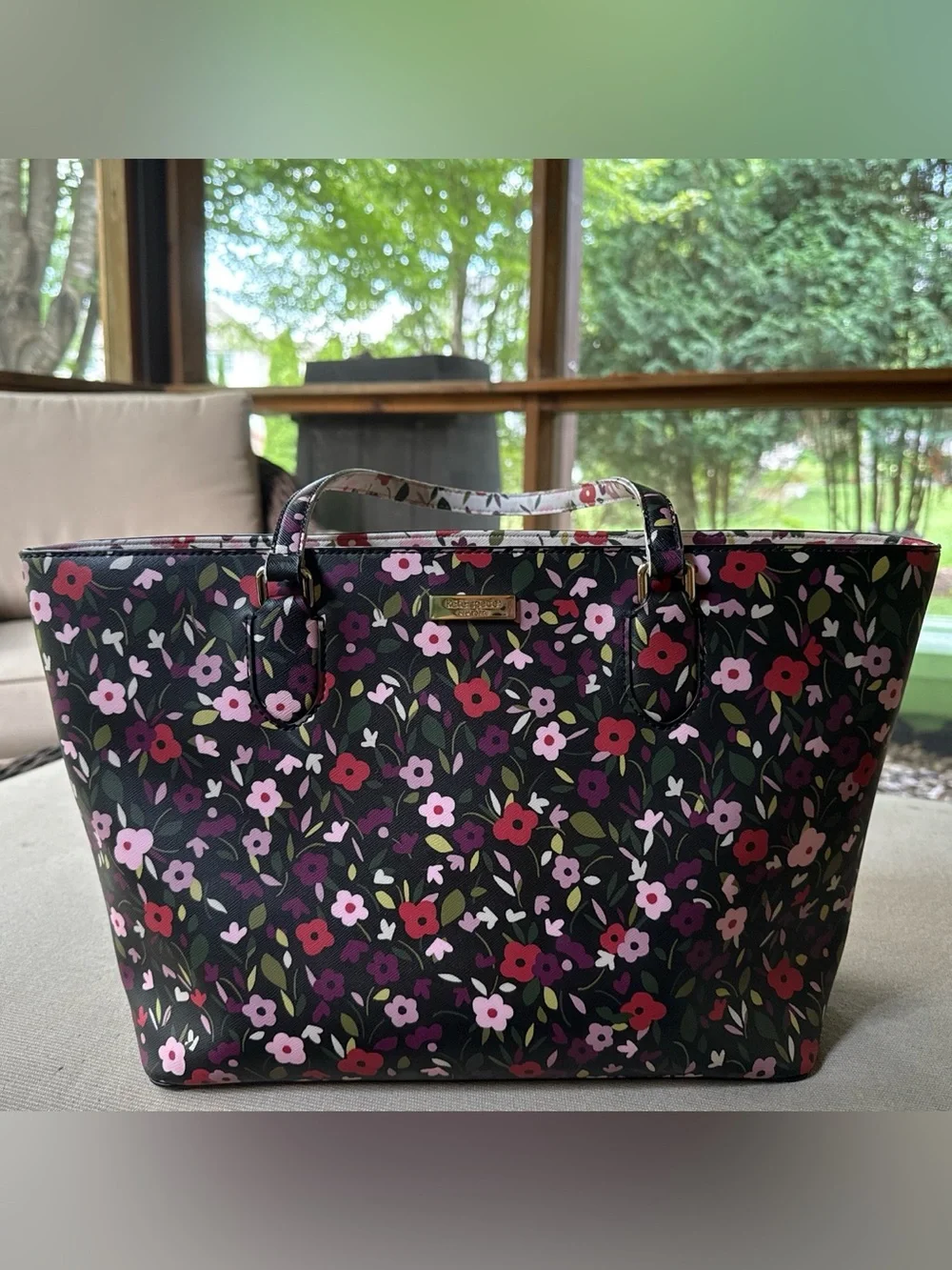 Kate Spade Black Floral Tote Bag
